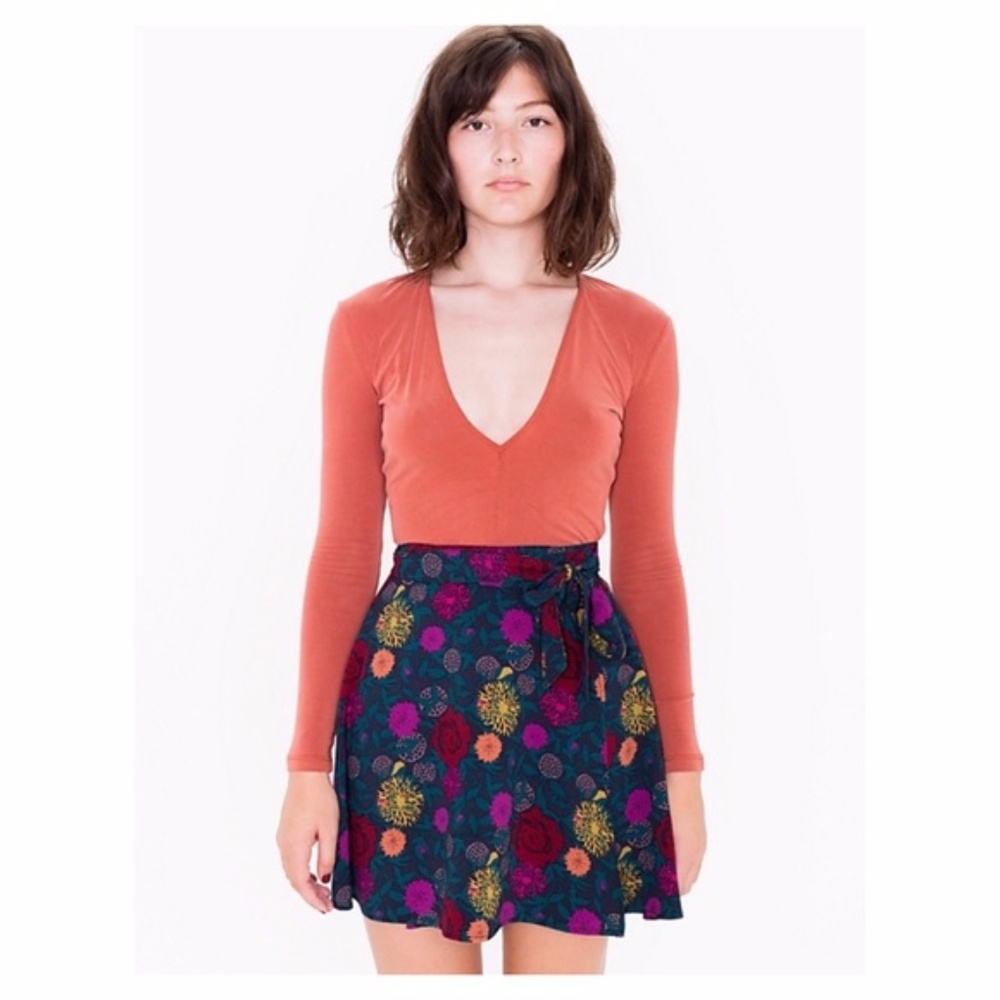 American Apparel Demi Wrap Skirt In Floral Print